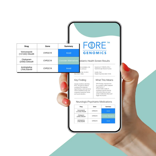 Fore Genomics pediatric genetic screening kit packaging